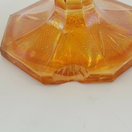 Vintage Carnival Glass Decorative Bowl - Orange Iridescent Finish 10cm x 17.5cm | Image 3