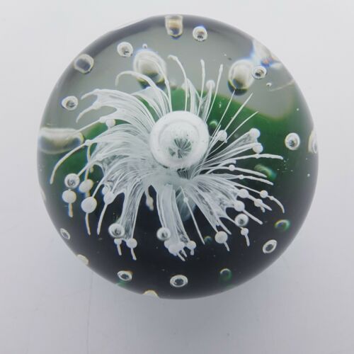 Vintage Decorative Glass Paperweight - Mid 20th Century White Floral Design | Image 2
