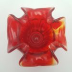 Vintage Decorative Floral Glass Vase  - Deep Red 770g 11cm  Mid 20th Century | Image 3