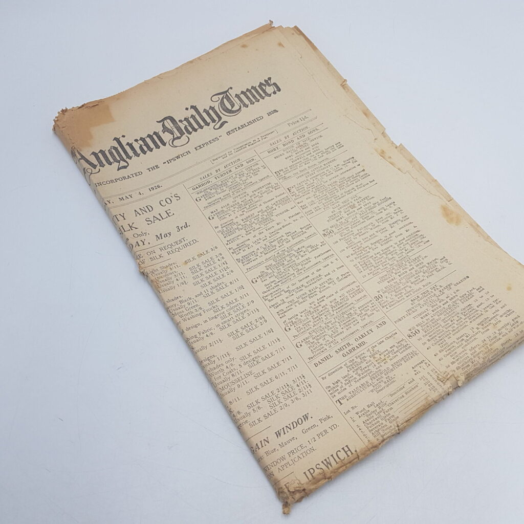 The East Anglian Daily Times Newspaper, Ipswich. May 4th, 1926 [Fair - Poor] Worn | Image 8