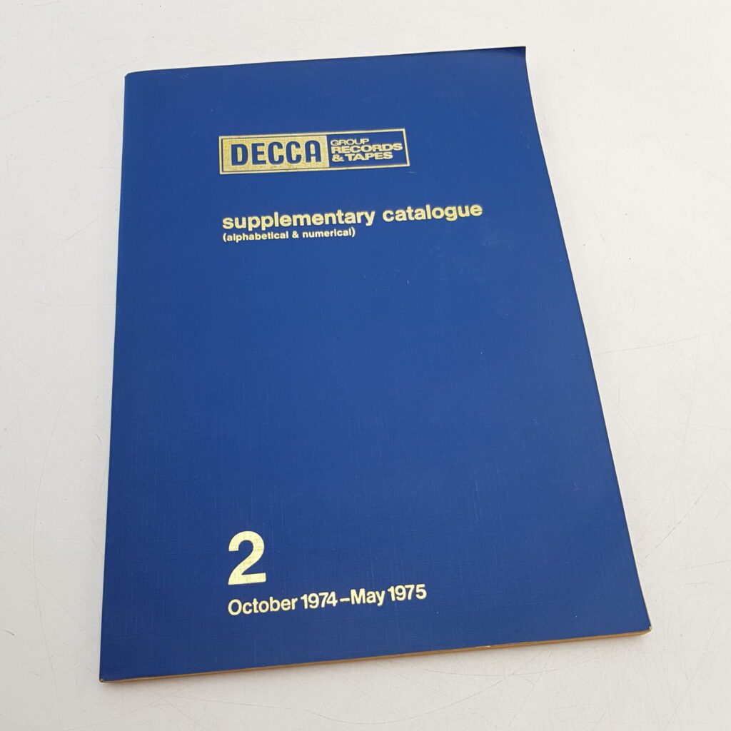 UK DECCA Group Records & Tapes Supplementary Catalogue #2 1974 - 1975 [VG] | Image 1
