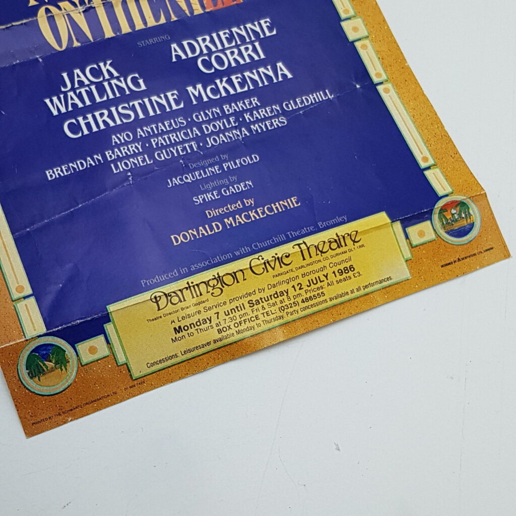 Murder On The Nile Theatre Flyer (1986) Signed by JACK WATLING [Doctor Who] Creased | Image 3