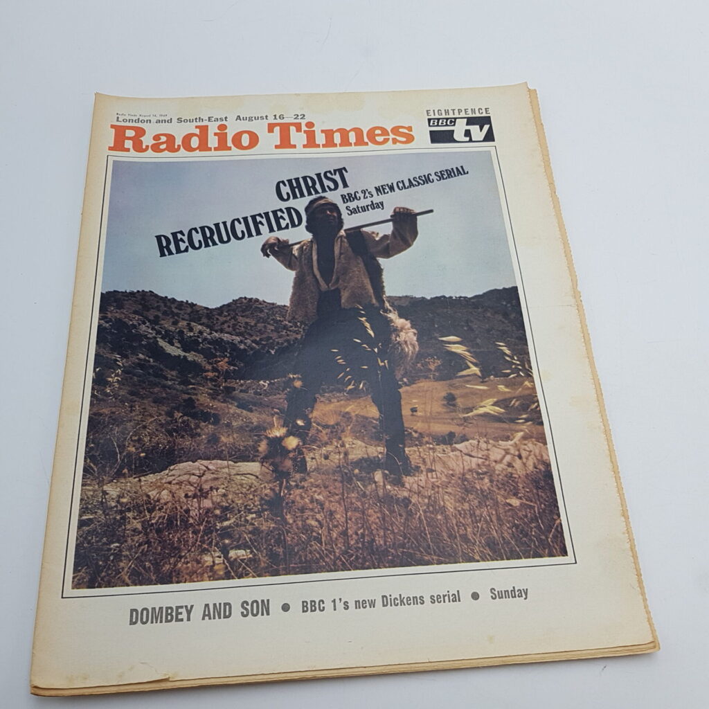 BBC RADIO TIMES Magazine August 14th 1969 [1x Missing Page] Christ Recrucified | Image 1