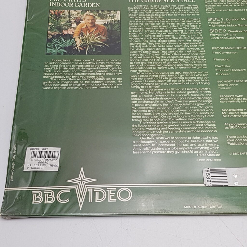 BBC Video: Mr Smith's Indoor Garden (1982) Pre-Cert Laserdisc [VG+] Geoffrey Smith | Image 4