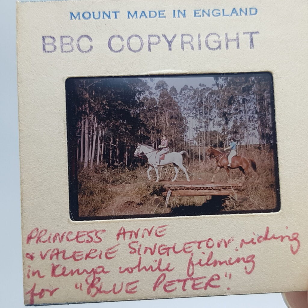 Blue Peter: Princess Anne & Valerie Singleton Horse Rising Kenya 35mm Slide (1971) BBC | Image 2