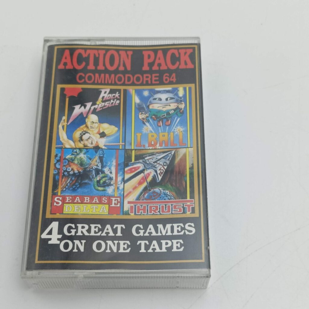 Action Pack: 4 Game Compendium (1990) Prism | Commodore 64 | Thrust,  Seabase Delta | Image 1