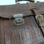 Vintage 1940's Tan Brown Leather Brief Case [Fair] Surface Wear | Military Attache | Image 4