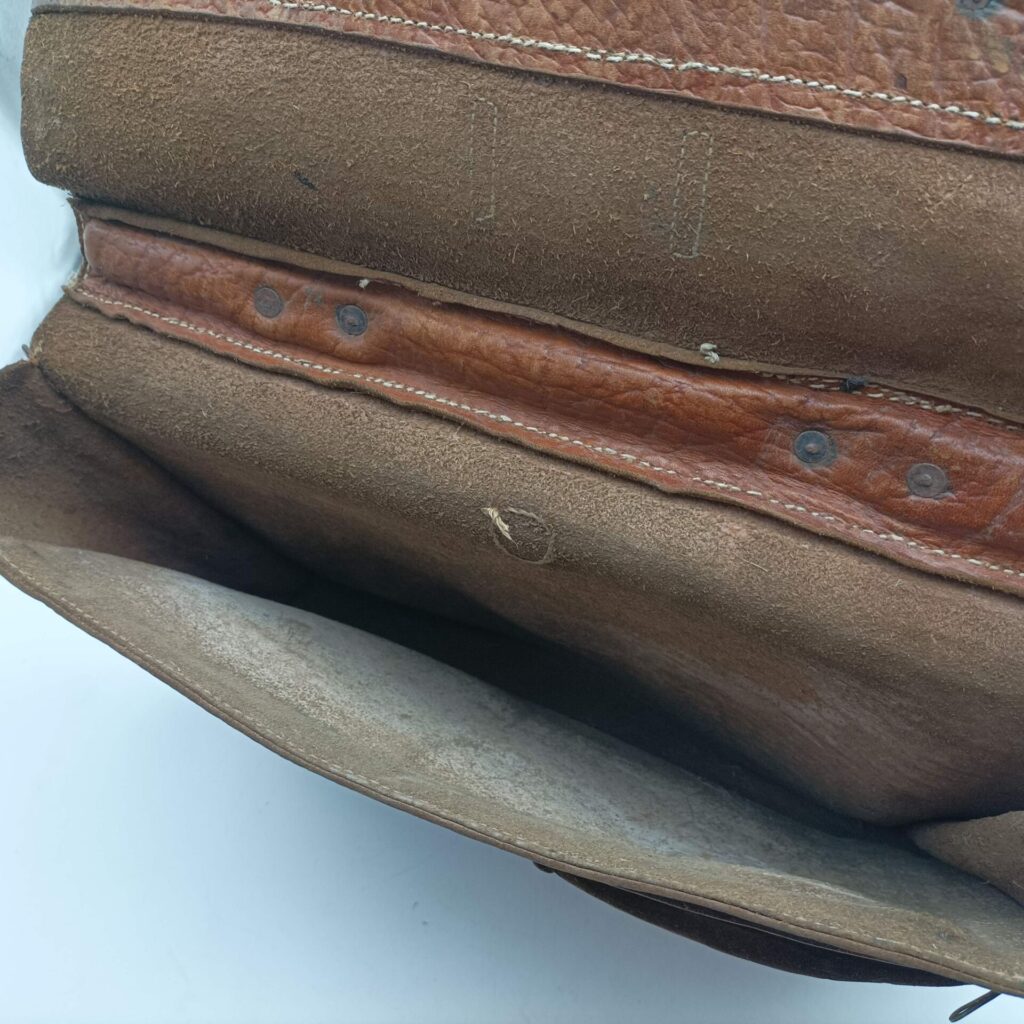 Vintage 1940's Tan Brown Leather Brief Case [Fair] Surface Wear | Military Attache | Image 10