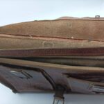 Vintage 1940's Tan Brown Leather Brief Case [Fair] Surface Wear | Military Attache | Image 11