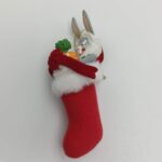 Vintage 1990's Bugs Bunny in Santa Hat & Stocking Hanging Christmas Decoration [Ex] | Image 1