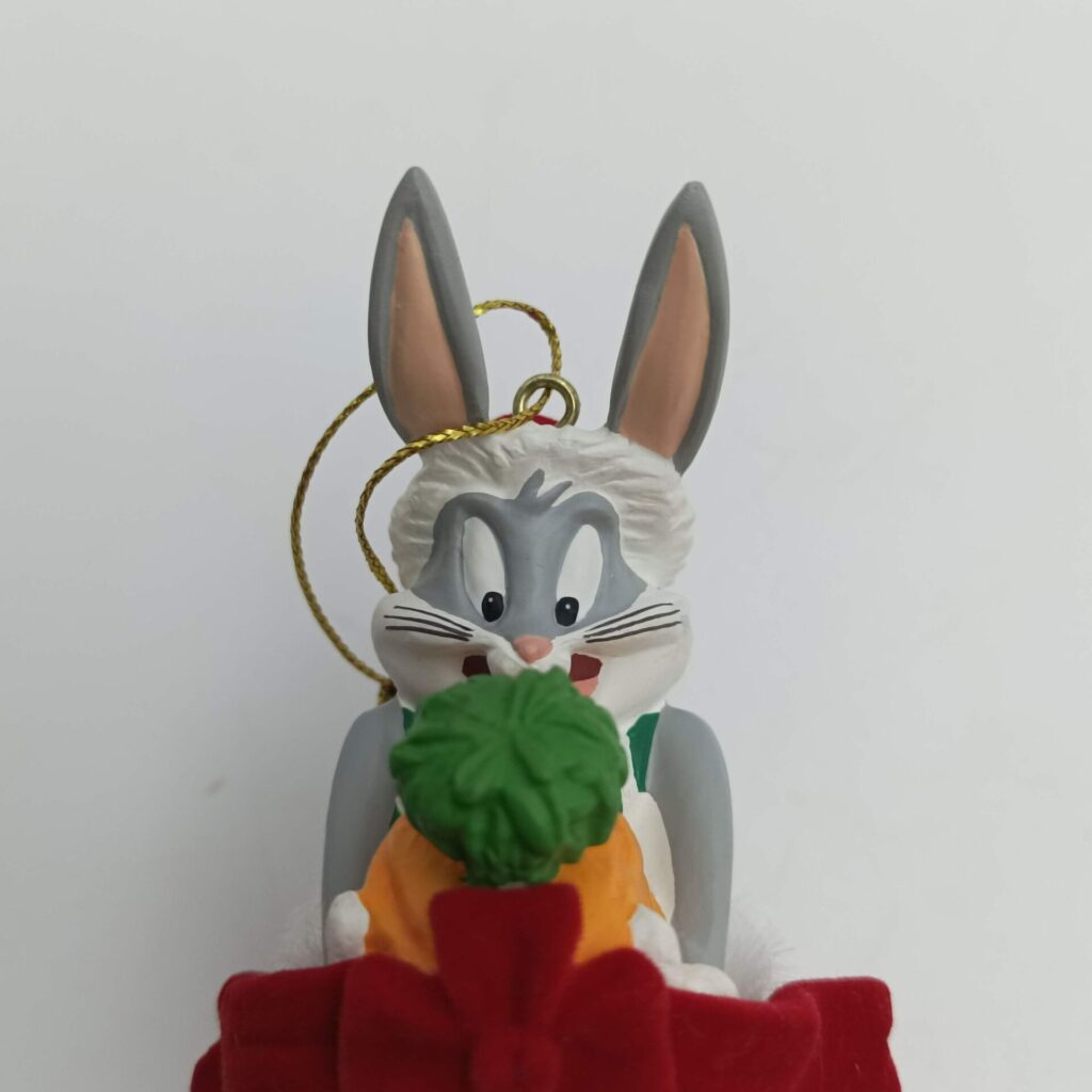 Vintage 1990's Bugs Bunny in Santa Hat & Stocking Hanging Christmas Decoration [Ex] | Image 2