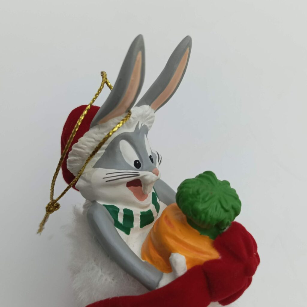 Vintage 1990's Bugs Bunny in Santa Hat & Stocking Hanging Christmas Decoration [Ex] | Image 3