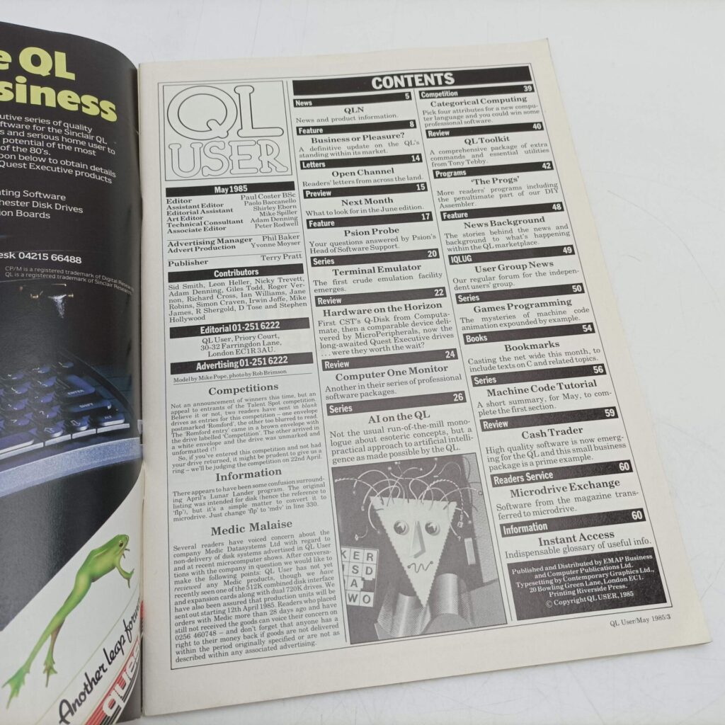 Vintage Sinclair 'QL User' Magazine March 1985 [G+] AI on the QL Article / Listing | Image 3