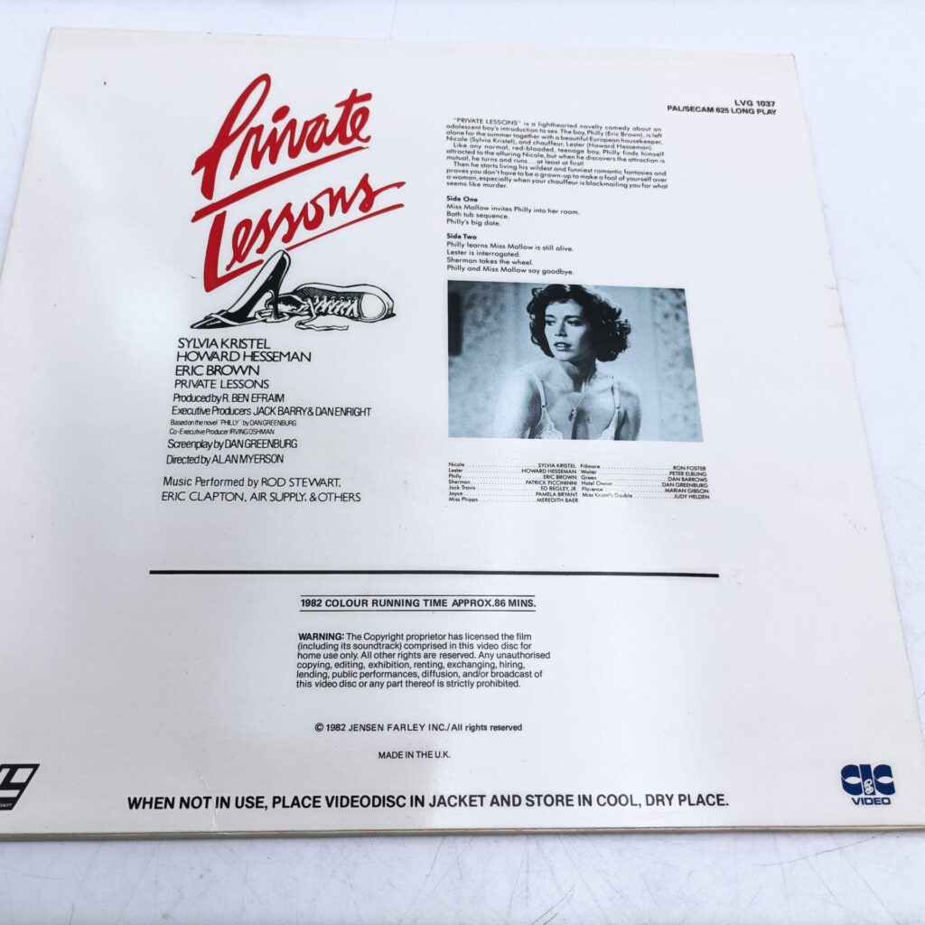 Private Lessons (1982) Laserdisc [G+] CIC Video | Sylvia Kristel | Mottled Surface | Image 2