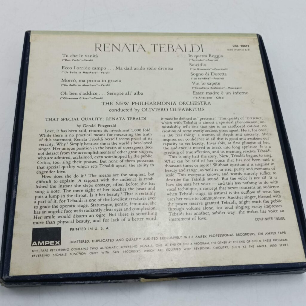 Renata Tebaldi Operatic Recital (1965) Reel to Reel Tape [G+] 7½ IPS  LOL 90093 | Image 2