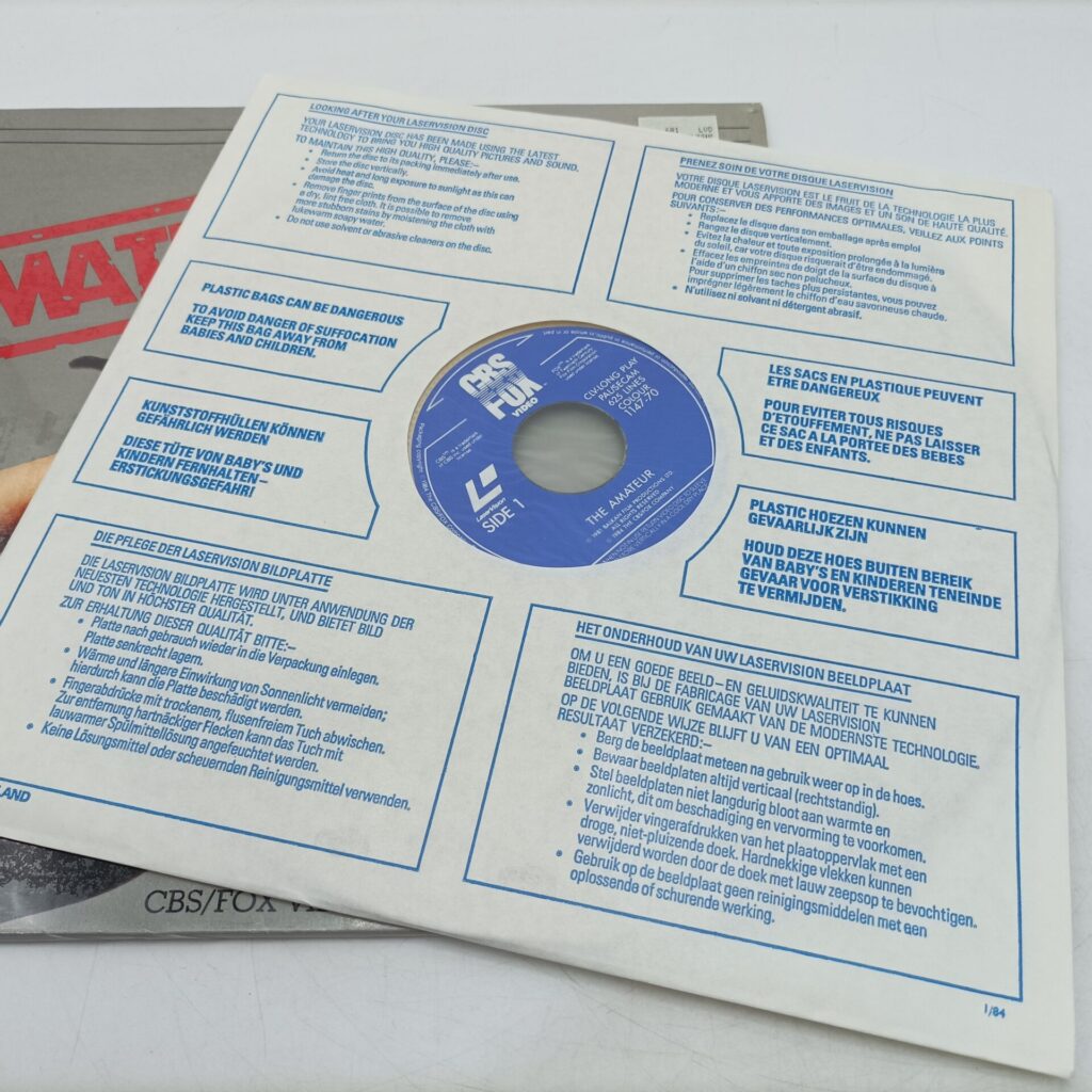 The Amateur (1983) Pre-Cert Laserdisc [G+] CBS Fox Video | PAL CLV LP | John Savage | Image 3