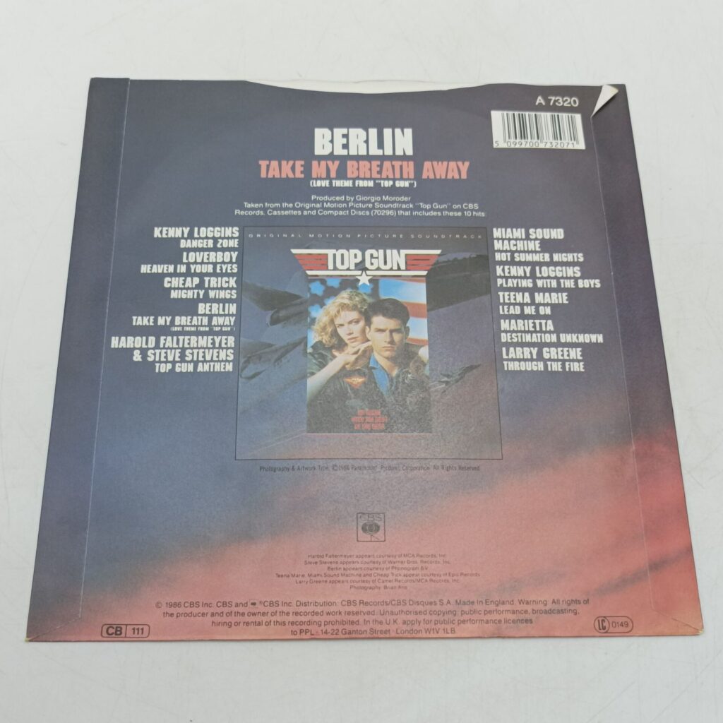 Berlin - Take My Breath Away (1985) Vinyl 7