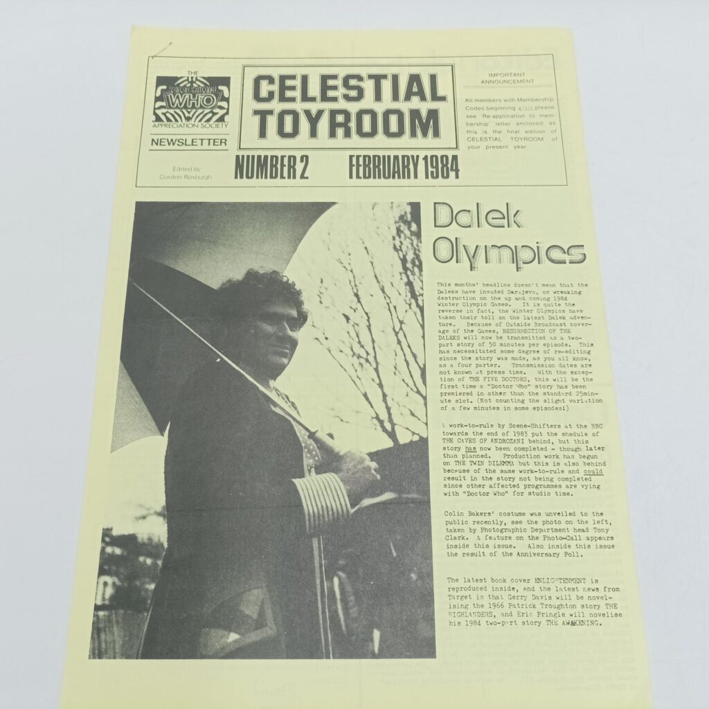 Doctor Who Celestial Toyroom DWAS Newsletter #2 Feb. 1984 [G+] Dalek Olympics | Image 1