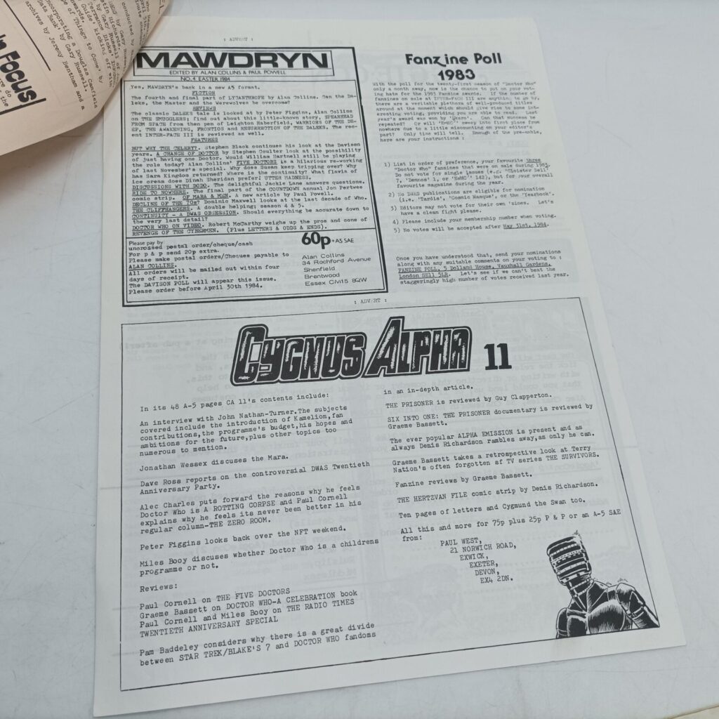 Doctor Who  DWAS Celestial Toyroom Newsletter #4 April 1984 [G+] Season 22 News | Image 3