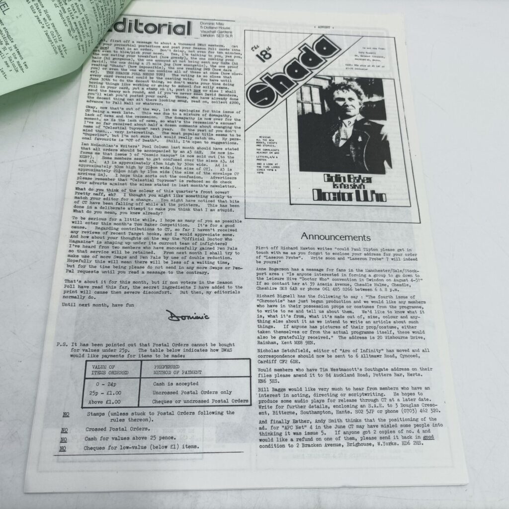 Doctor Who Celestial Toyroom DWAS Newsletter #7 July 1984 [G+] Two Doctors | Image 2