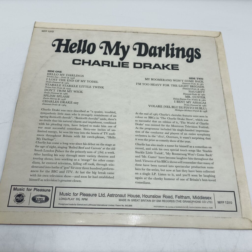 Charlie Drake - Hello My Darlings LP (1968) 12