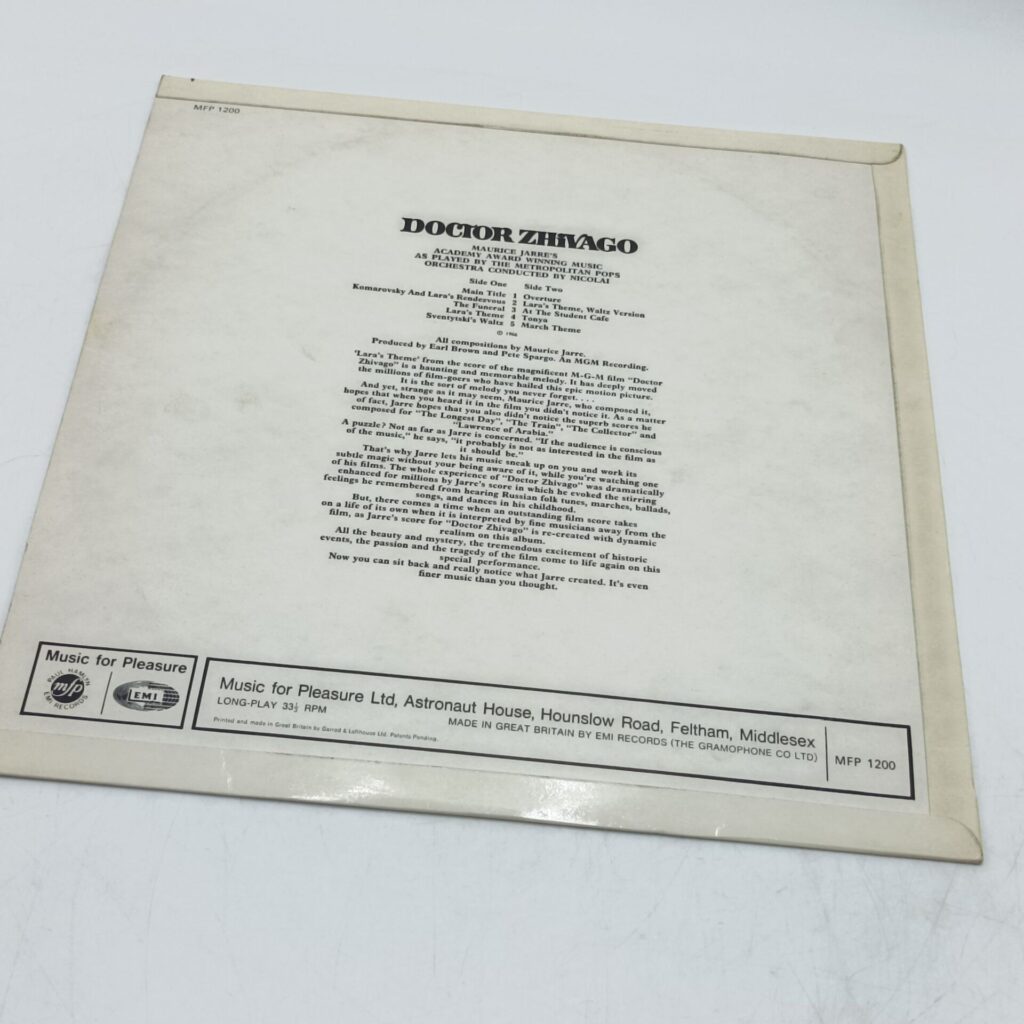 Doctor Zhivago - Maurice Jarre / The Metropolitan Pops Orchestra LP (1966) 12