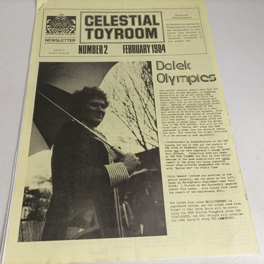 Doctor Who Celestial Toyroom Newsletter DWAS #2 Feb. 1984 [G-] Colin Baker Reveal | Image 1