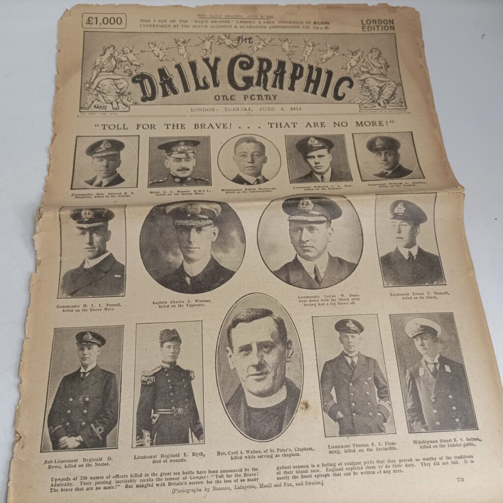 Antique 'Daily Graphic' Newspaper June 6th, 1916 [Fair] First World War | British Army | Image 1