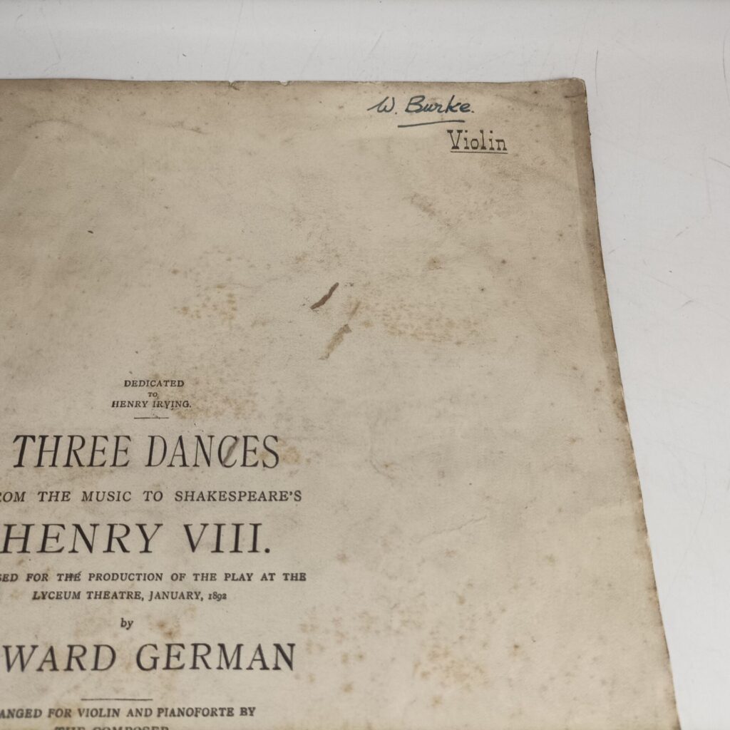 Three Dances from Henry VIII by Edward German (1893) Antique Violin Music [G] Novello & Co. | Image 3