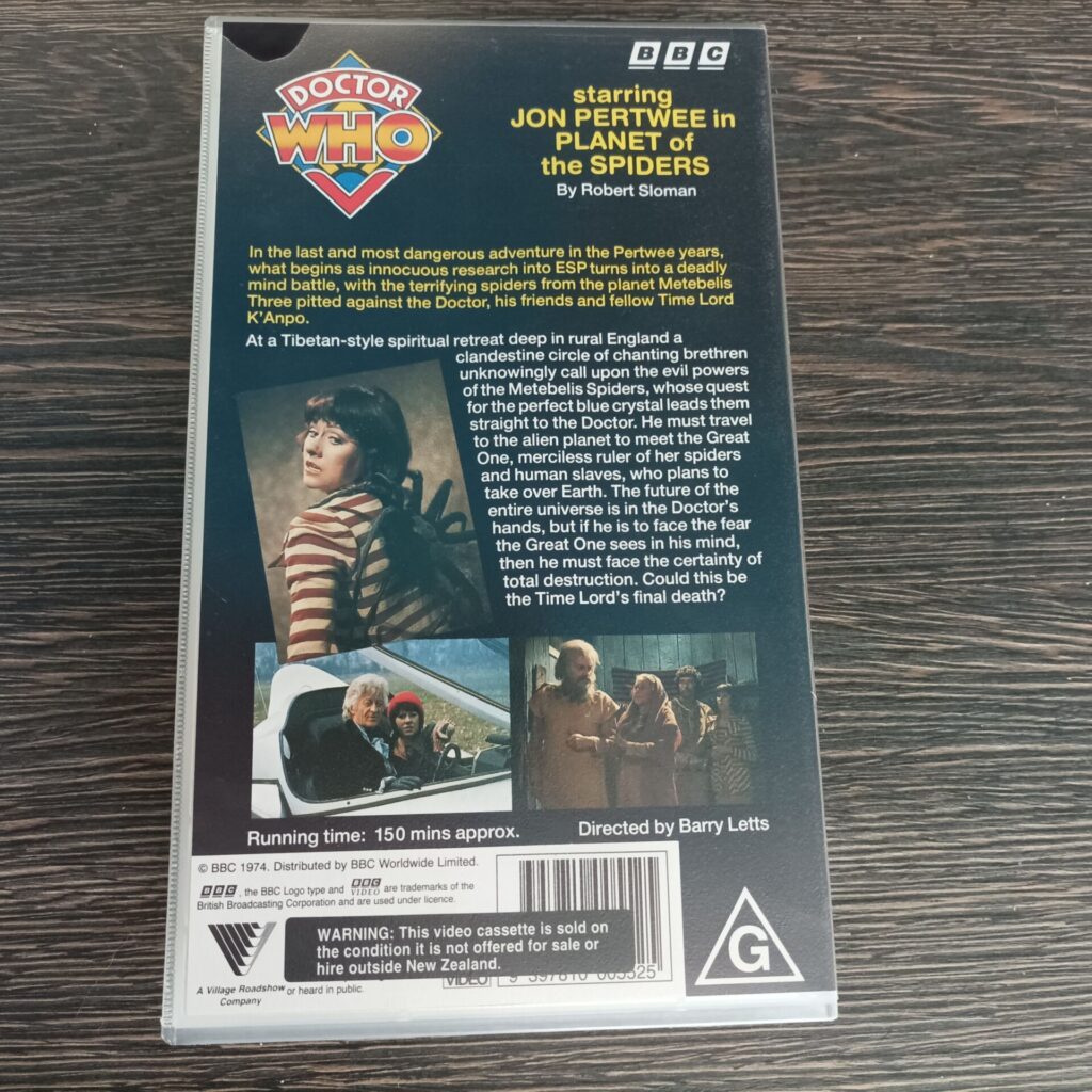 Doctor Who Planet of the Spiders VHS Video (1988) New Zealand Single Tape Release [G+] | Image 3