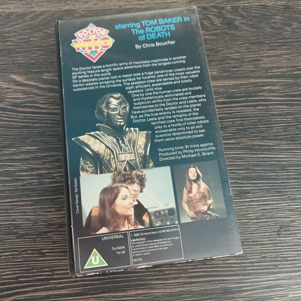Doctor Who Robots of Death VHS Video (1986) BBC Video Post-Cert Blue Label | Image 3
