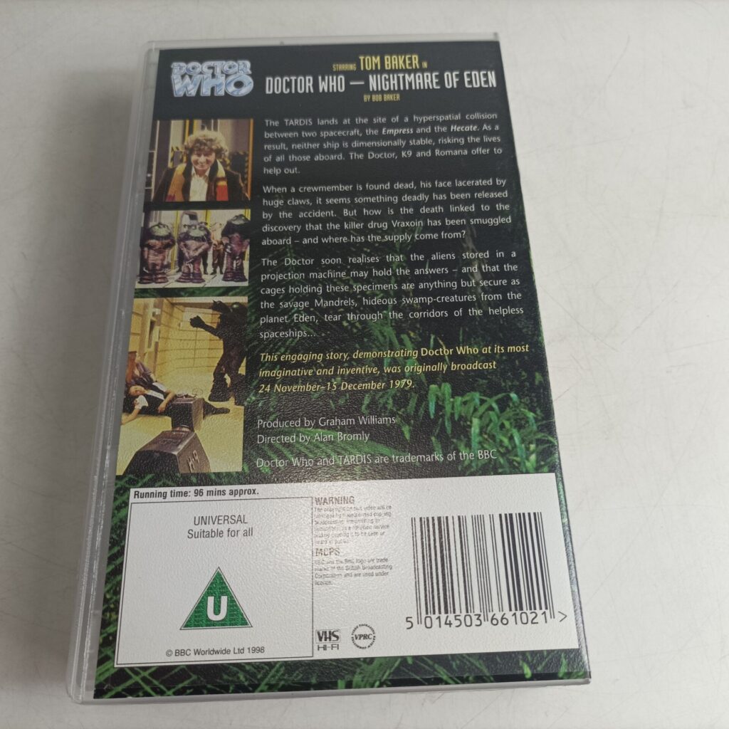 Doctor Who Nightmare of Eden VHS Video BBC (1998) Tom Baker | Sealed Tape | Image 3
