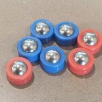 Vintage 1970's Original Ideal Rebound / Crossfire Pucks x 7 (Red and Blue) Spare Game Parts | Image 1